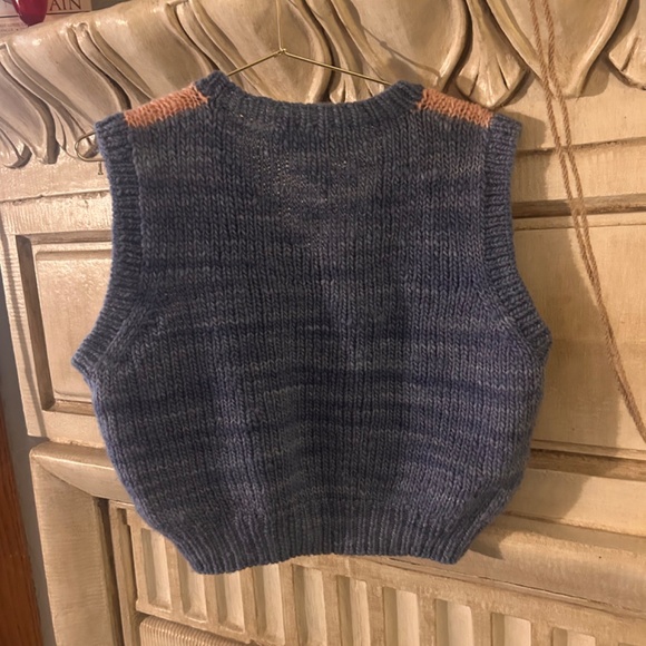 Hand Knit Floral Vintage Sweater Vest - Picture 2 of 4